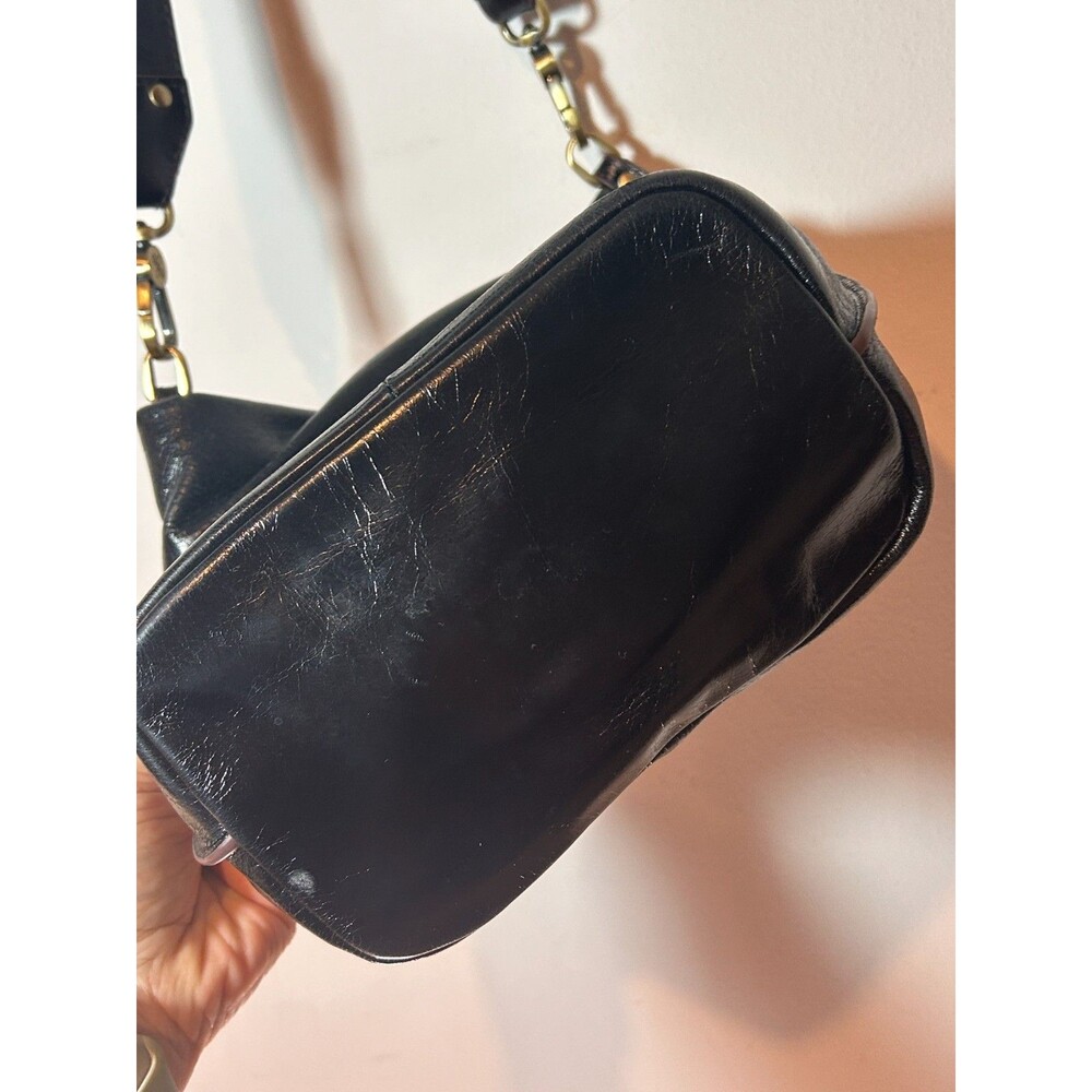 HOBO International Black Polished Leather Bucket Bag Purse Handbag - Picture 12 of 16